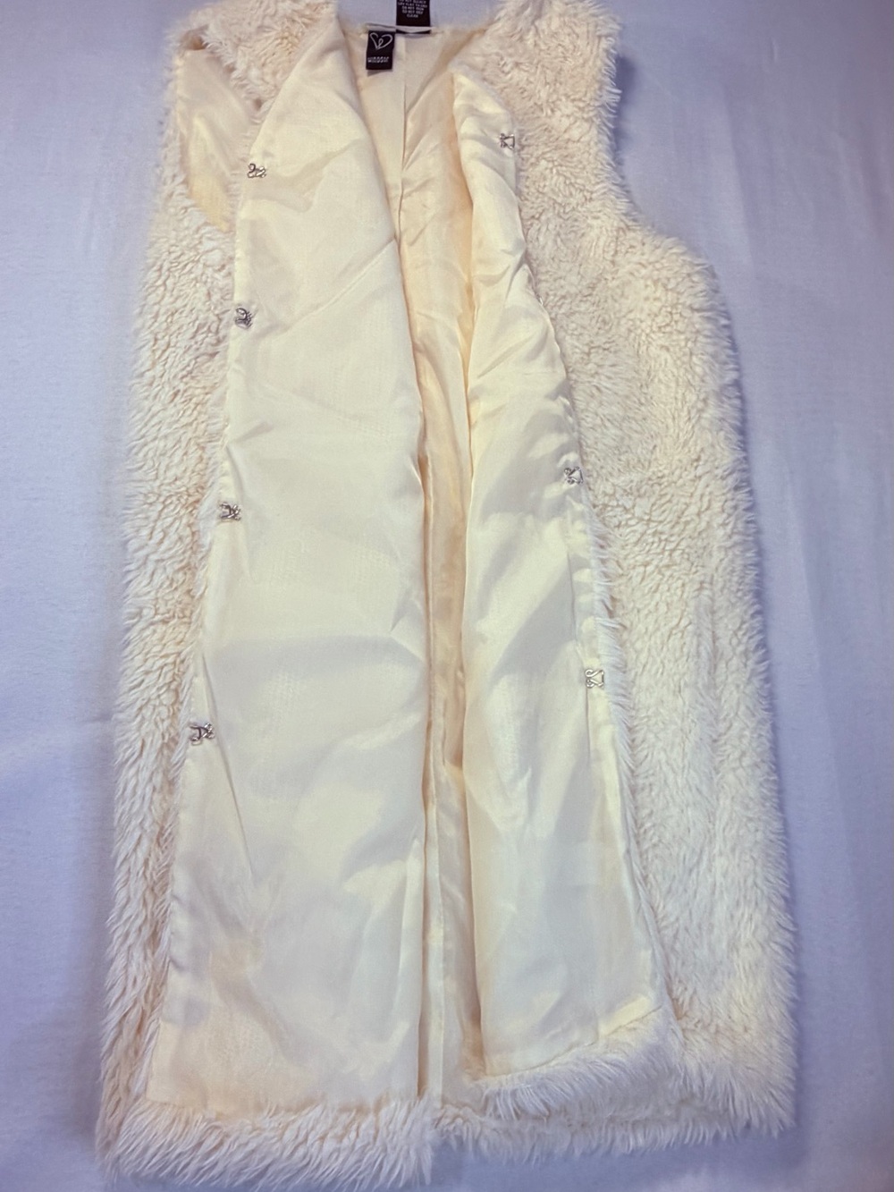 Windsor Women’s Faux Fur Sz M Shaggy Boho Glam Beige Neutral Hook & Eye Closure - Picture 6 of 8